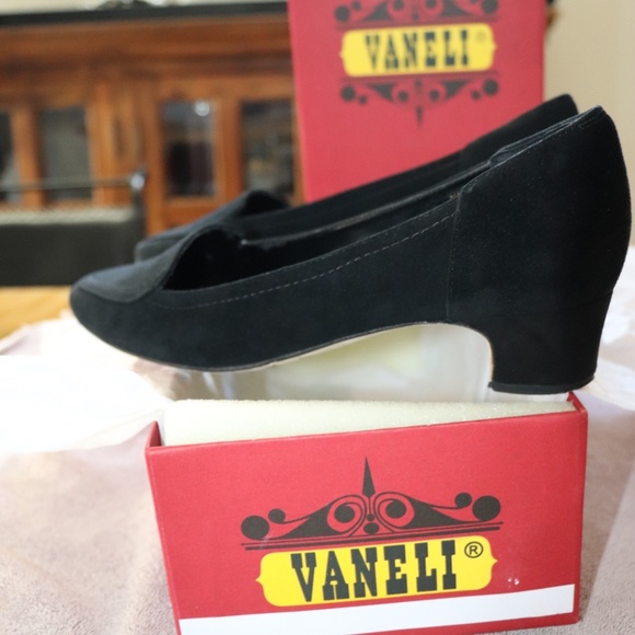 Vaneli Black Suede Kitten Heel Loafer - Picture 3 of 7